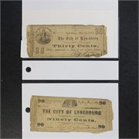 US & CSA Obsolete Currency incl 1864 CSA $10, 25 c