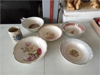 group of china bowls,beer mug,ironstone bowl has