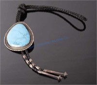 Navajo Large Godber Turquoise & Sterling Bolo Tie