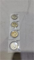 4 Kennedy silver half dollars