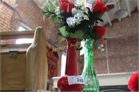 BUD VASES WITH ARTIFICIAL FLOWERS