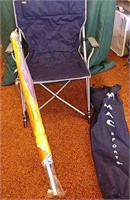 Lawn chair and patio umbrella