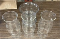 Three Hurricane Glass Globes & Glass Flower Pot