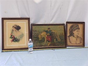 Three framed pictures of ladies