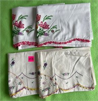 Vtg Needlework Pillowcases 2 sets