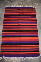 Vintage Hand Loomed Colorful Throw Rug 38x60