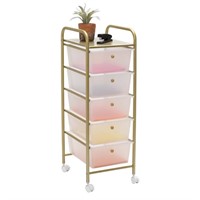 N3143  Honey-Can-Do 5 Drawer Rolling Cart Gold