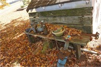 Outside Wooden Bench with Contents