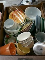 Box of saucers and cups Etc