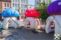 MUSHROOM HUT INFLATABLE - RED 
HAS GRAFFITI FROM