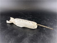 Ukaghani ivory narwhale with baleen eyes and spots