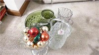 green glass bowl/glass basket/glass