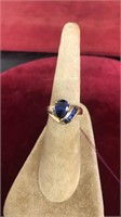 10k ring with sapphire stones and diamond chips