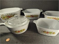 Corning Ware 'Spice of Life' 5 Pieces inclu.