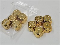 2 Set Of Gold Tone Dice