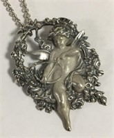 Sterling Silver Necklace With Cherub Pendant