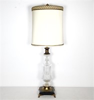 Mid-Century Glass and Brass Table Lamp