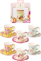 24 x Paper Floral Tea Cups & Saucers