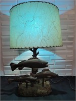 Lake Home / Cottage Fish Lamp w/ Fiberglass Shade