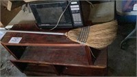 Cabinet, microwave and Tv , brooms