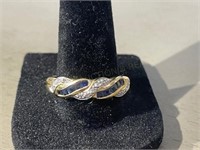 14K Ring with Diamonds and Saphires