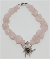 Sterling Silver Squash Blossom and Rose Quartz