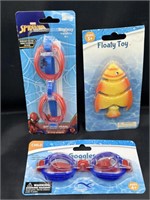 3pc Pool Toys Spiderman Goggles Floaty Toy NEW