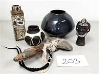 Vases, Primitive Hatchet, Stone Figure (No Ship)