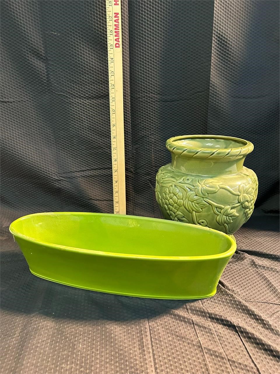 Green Ceramic Planter and Vase