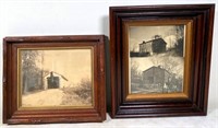 2pcs- antique pictures in deep frames
