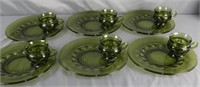 Kings Crown Indiana Glass Thumbprints Plates& Cups