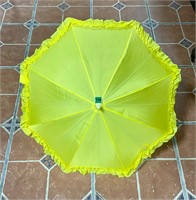 Mid Century Yellow Ruffle Umbrella Bakelite Handle