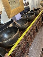 Set of five graduated Tibetan singing bowls