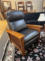 Oversized Leather and Wood Reclining Chair