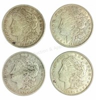 (4) 1921-s Morgan Silver Dollars, $1 Coins