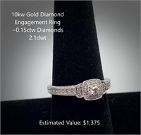 10kt Diamond Engagement Ring, ~0.15ctw, 2.1dwt