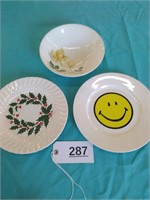 Plates and yellow rose bowl