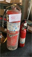 3 Fire extinguishers 2 full one empty
