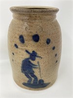 B Stebner 1988 Stoneware Crock Pottery Salt Glazed