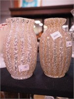 Two Dugan vases: 6" all-over Oriental-style gold