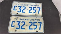 Set of 1972 Saskatchewan Commercial License