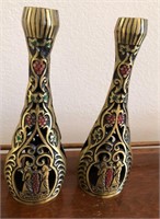 D - PAIR OF JUDAIC CANDLE HOLDERS (L60)