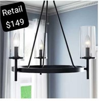 3-Light Black Transitional Led Chandelier