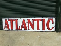 Atlantic 2 piece enamel sign rare sign 12 x 3 ft