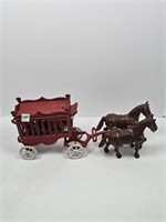 Large Cast Iron Horse & Buggy Set