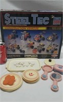 Steel Tec construction toy and doll dishes
