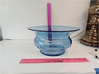 Large Blue Hand-blown Glass Bowl