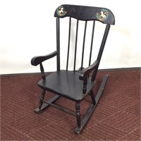 Child's Rocking Chair, Black with Stenciled Horse'