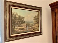 Wood Framed Picture of old mill and river