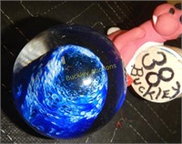 Blue Swirl Signed Paperweight 2001